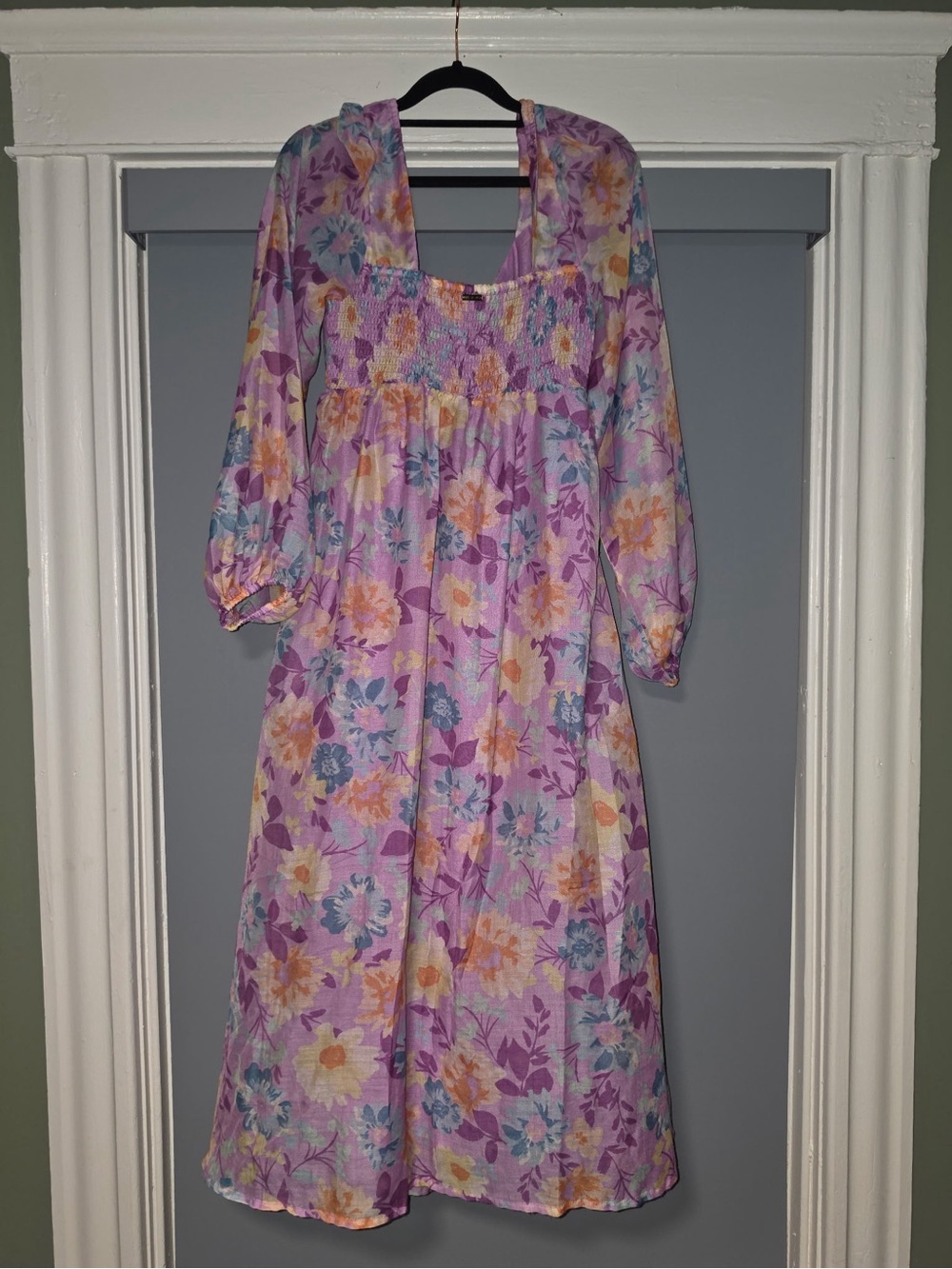 Billabong x the salty blonde Lavender Floral Midi Dress with Puff Sleeves